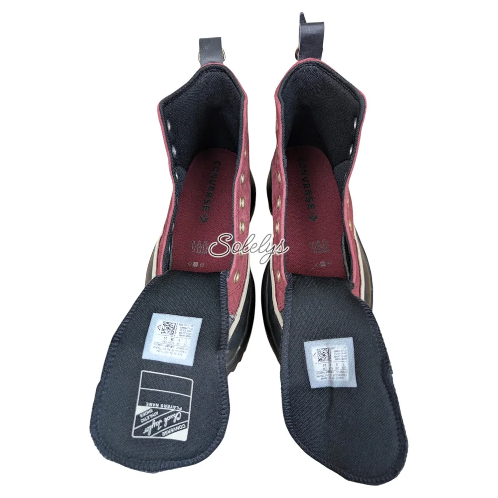 Converse Run Star Hike High Deep Ox Bordeaux Regal Red Black Leather Womens 7 - Picture 8 of 11